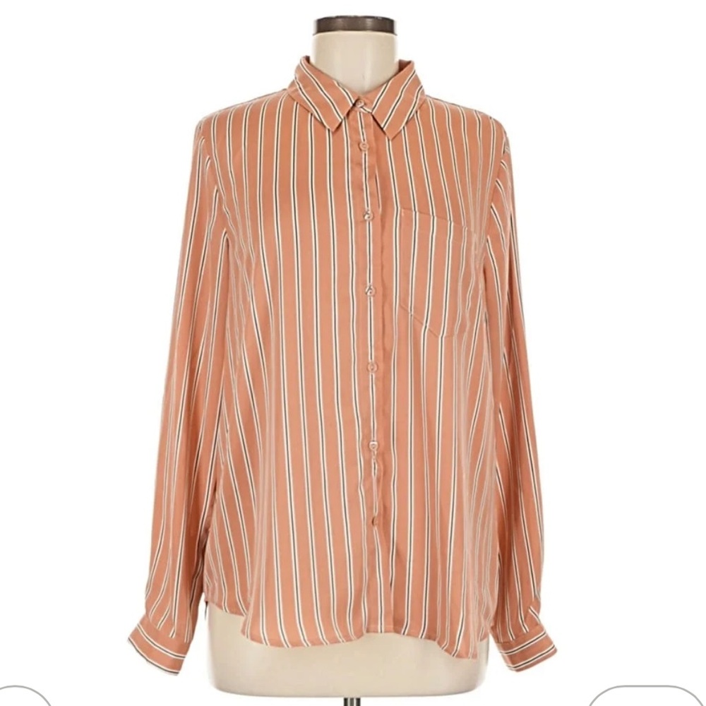 L’académie orange striped blouse button down